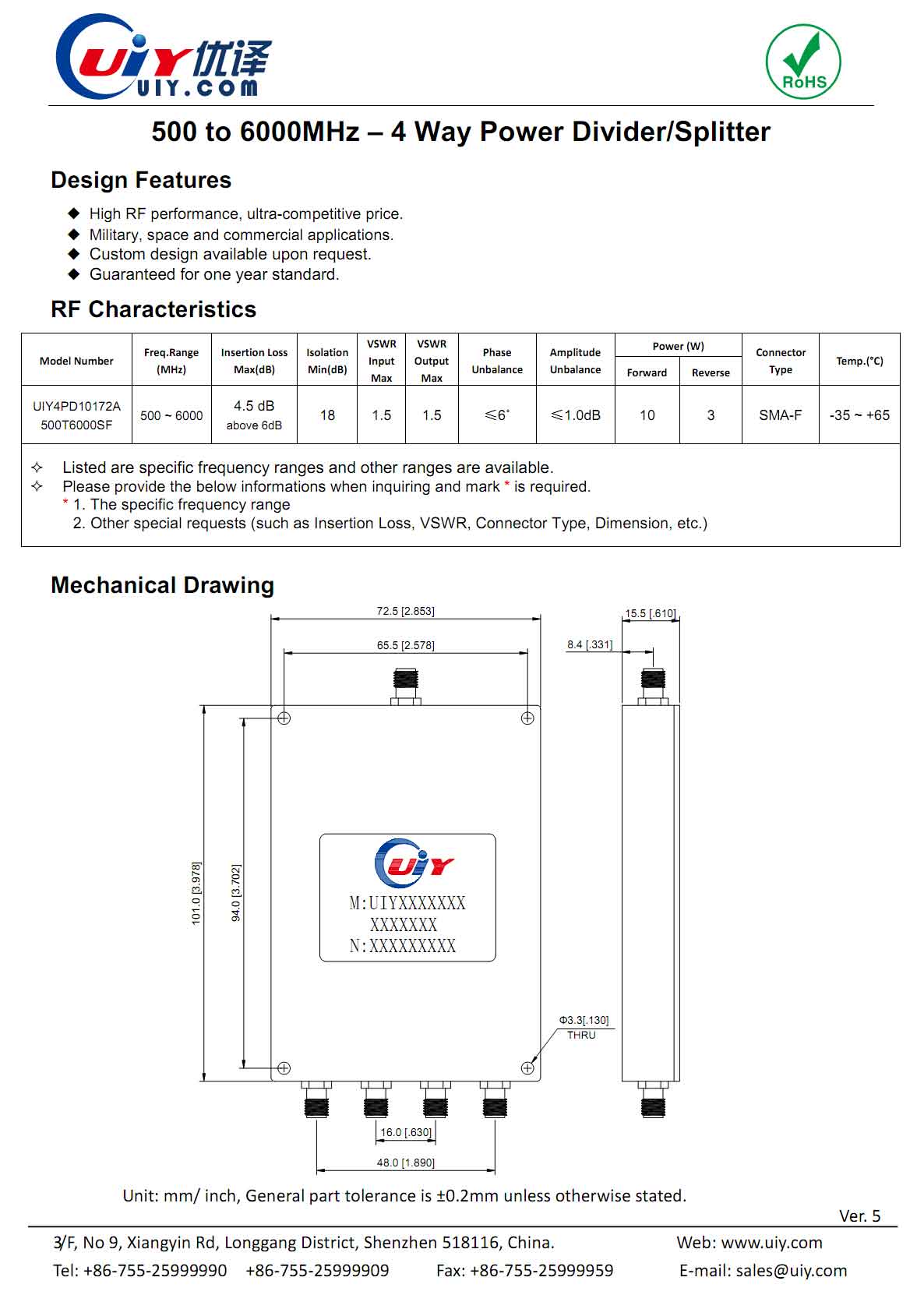 4 Way Power Divider 